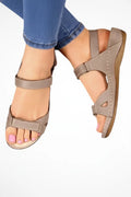 Veda | Low Wedge Velcro Sandal