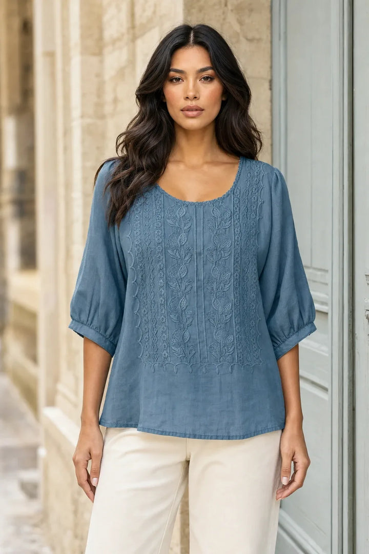 Waverly | Embroidered Peasant Blouse