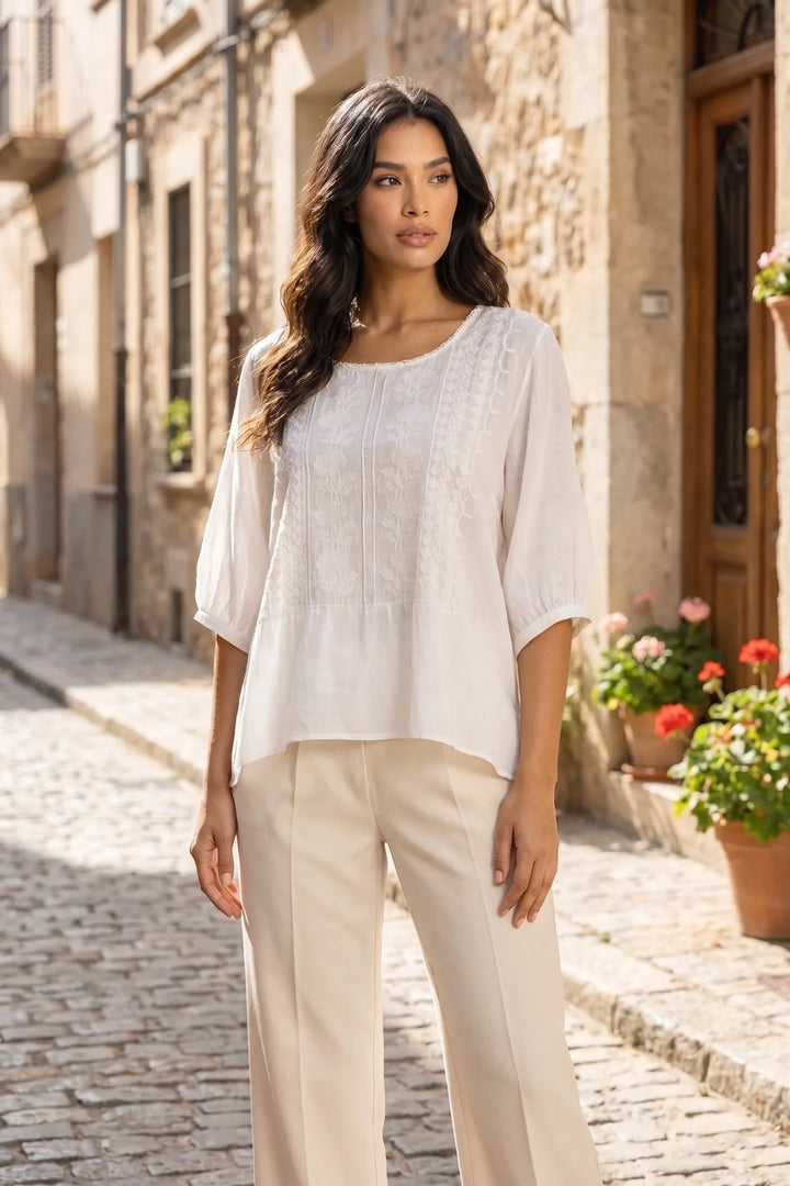 Waverly | Embroidered Peasant Blouse
