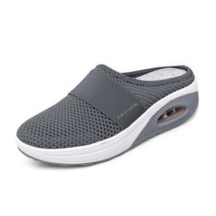 Dark gray cushioned slip-on mule sneaker