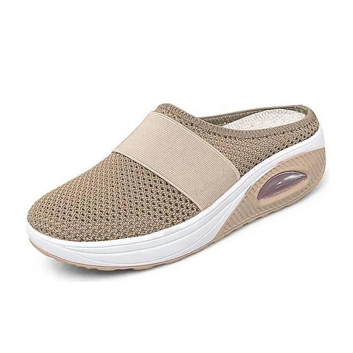 Khaki cushioned slip-on mule sneaker