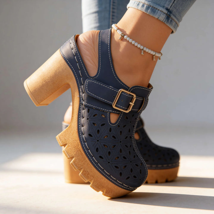 Navy cutout platform clog