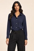 Yara | Pinstripe Button-Front Blouse
