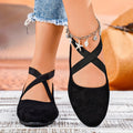 Zaria | Cross Strap Low Wedge Flat
